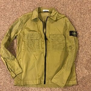 Stone Island chartreuse metallic shirt jacket, like new, large
